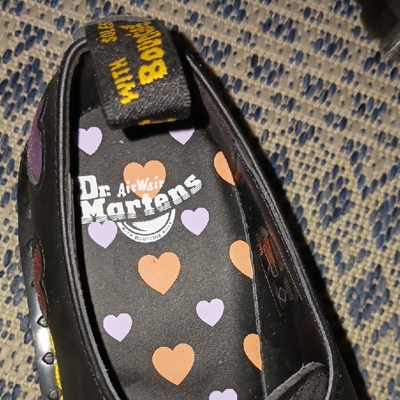 Dr. Martens Black Shoes with Purple Hearts - Picture 2 of 7